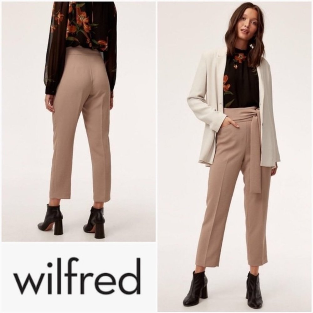 Wilfred Taupe Cropped Tie-Waist Pants